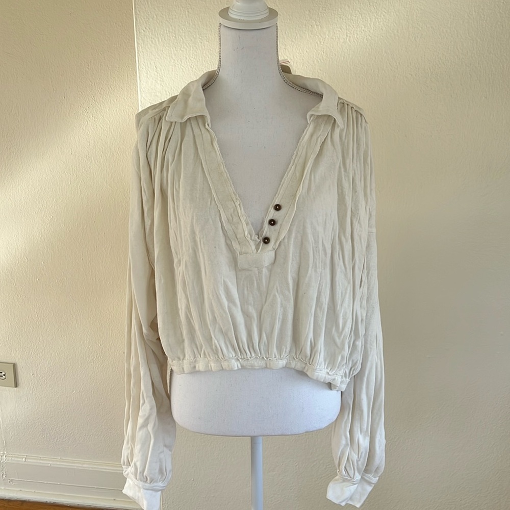 NWT Free People white long sleeve crop top